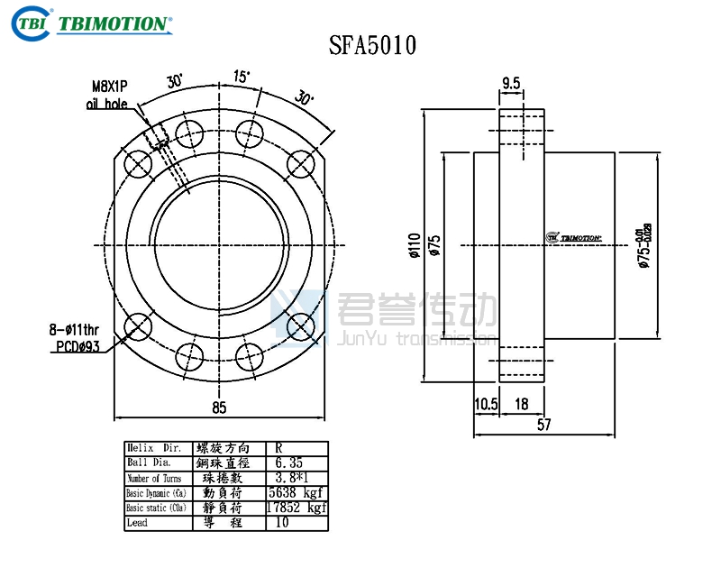 臺(tái)灣TBI滾珠絲桿SFAR05010C1D