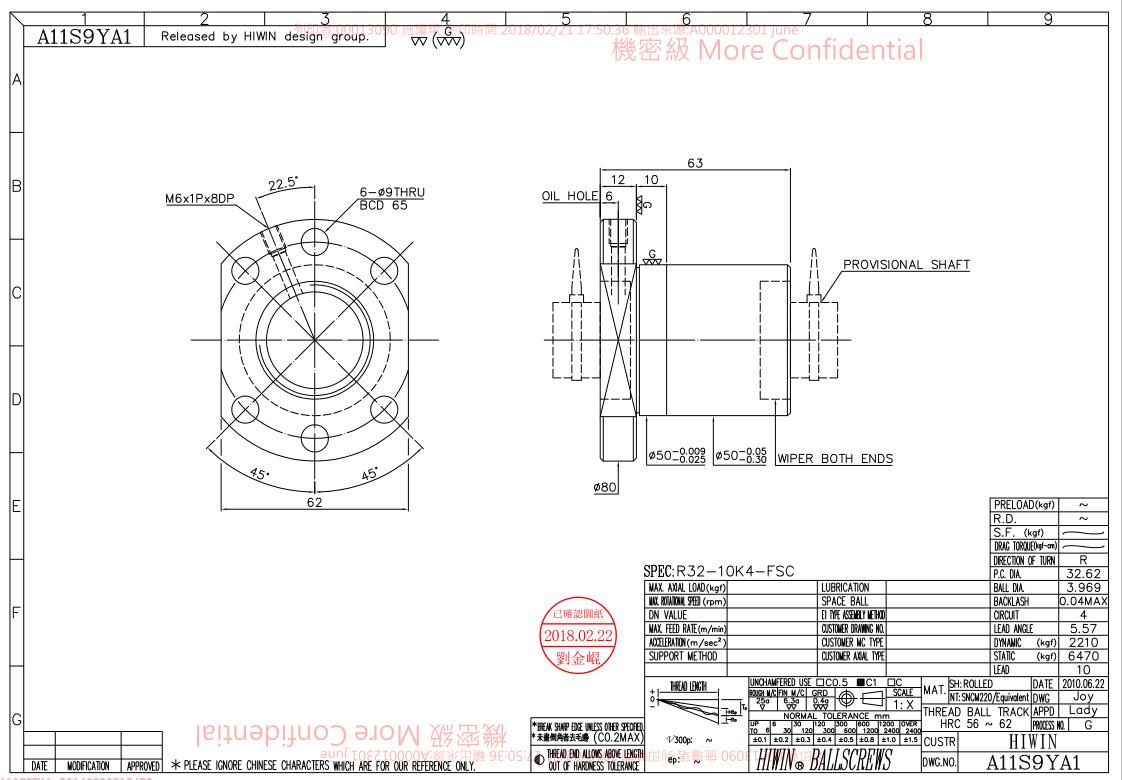 上銀滾珠絲桿R32-10K4-FSC-0.05